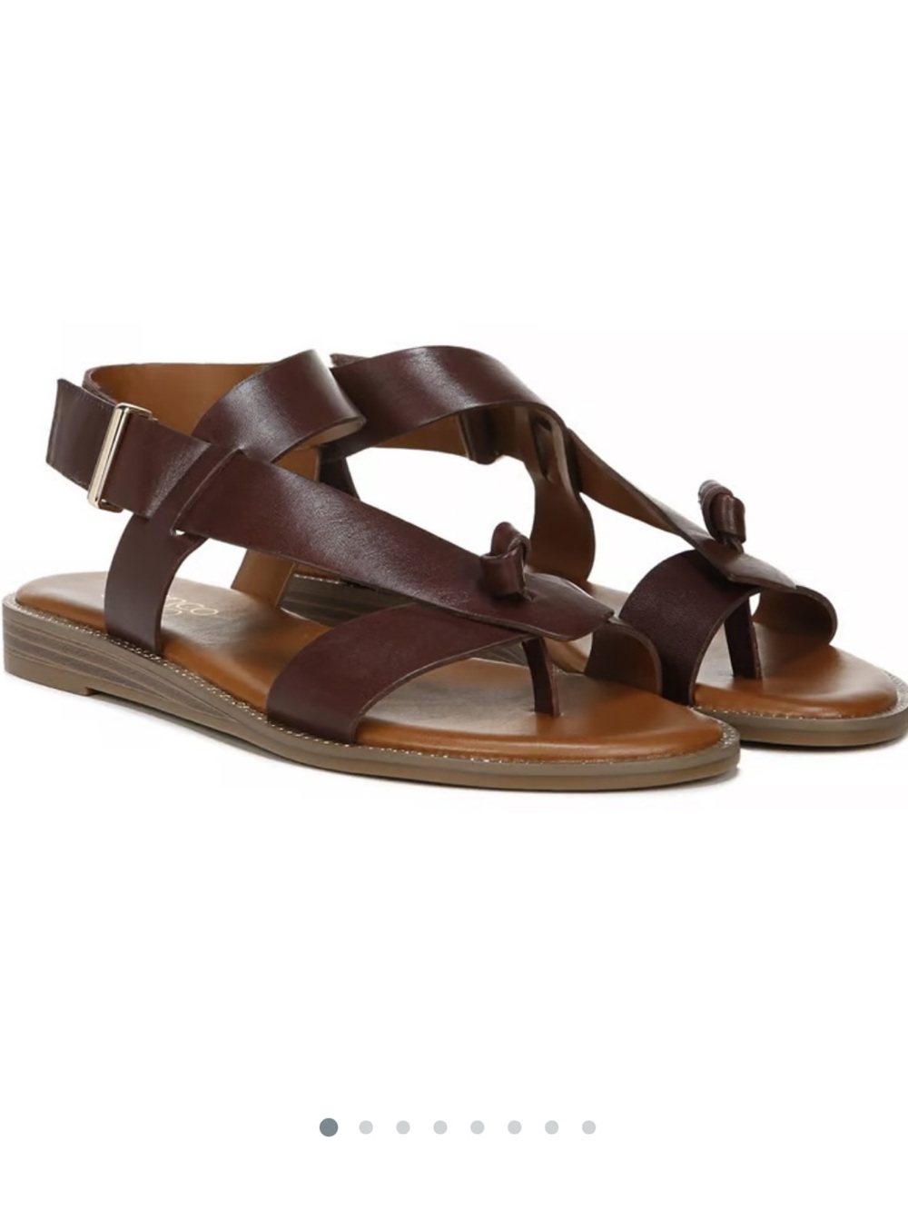 Franco Sarto Glenn Dark Brown Leather Knotted Toe Strap Sandals